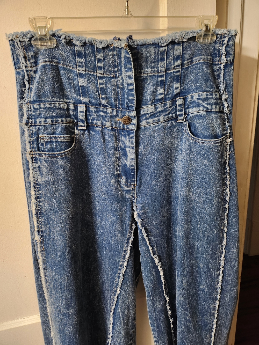 Ashley Stewart Blue High-Waist Flare Jeans with Raw Edge - Picture 2 of 6
